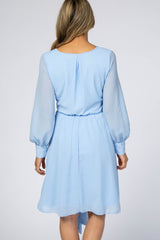 Light Blue Chiffon Wrap Dress