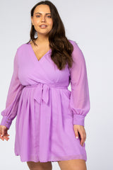 Lavender Chiffon Plus Wrap Dress