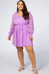 Lavender Chiffon Plus Wrap Dress