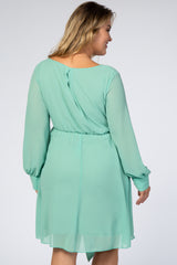 Mint Green Chiffon Plus Maternity Wrap Dress
