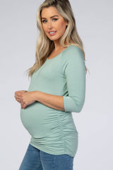Mint Basic Ruched Fitted Maternity Top