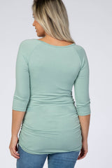 Mint Basic Ruched Fitted Maternity Top