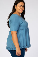Blue Tiered Plus Top