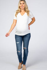 Medium Wash Distressed Maternity Jeans