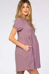 Lavender Ribbed Babydoll Maternity Dress