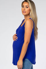 Royal Blue Rounded Hem Sleeveless Maternity Top