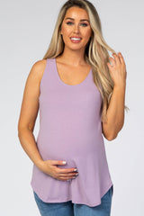 Lavender Rounded Hem Sleeveless Maternity Top