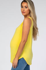 Yellow Rounded Hem Sleeveless Maternity Top