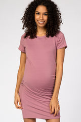 Dusty Pink Wrap Maternity T-Shirt Dress