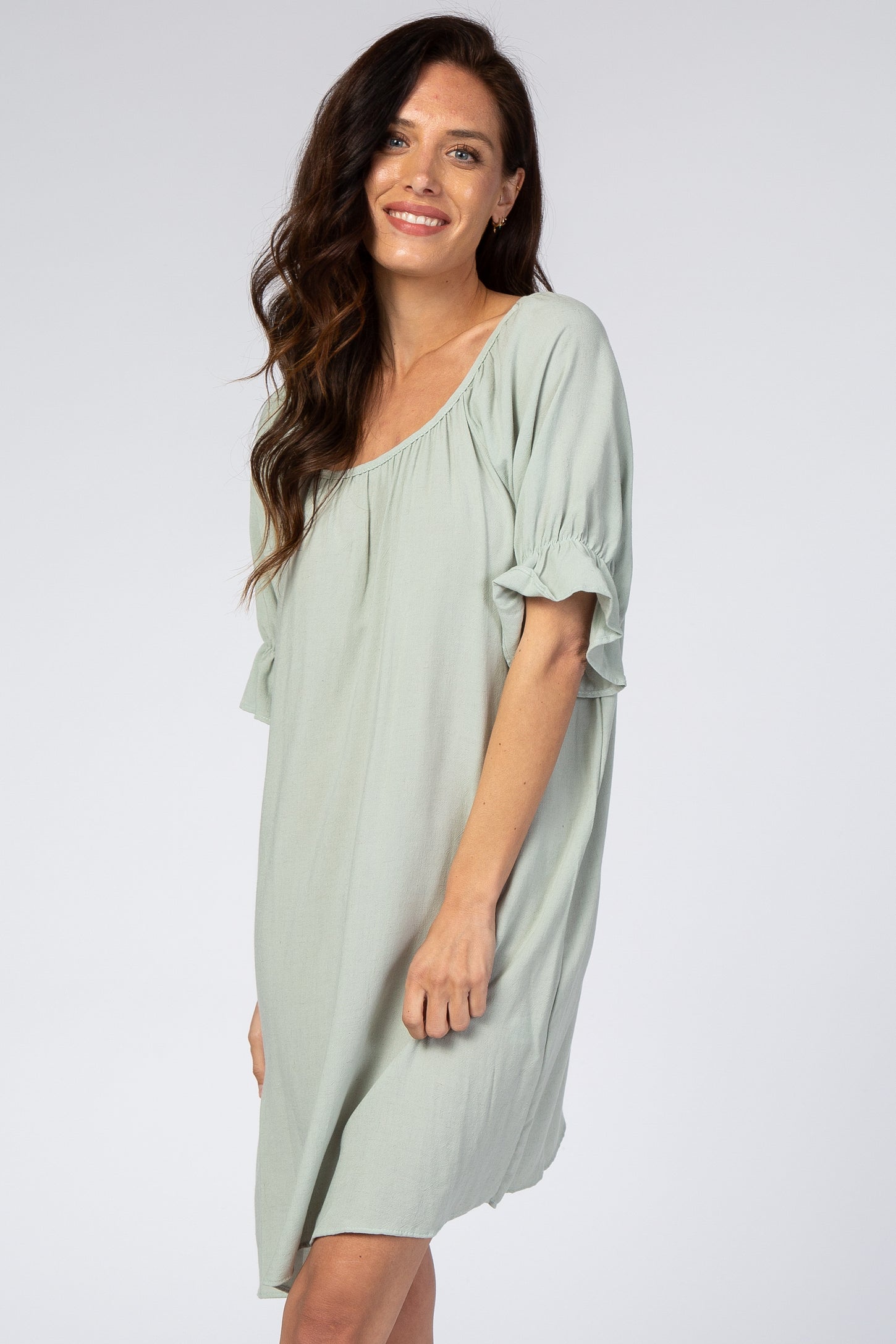 Dusty Mint Knot Back Short Sleeve Dress