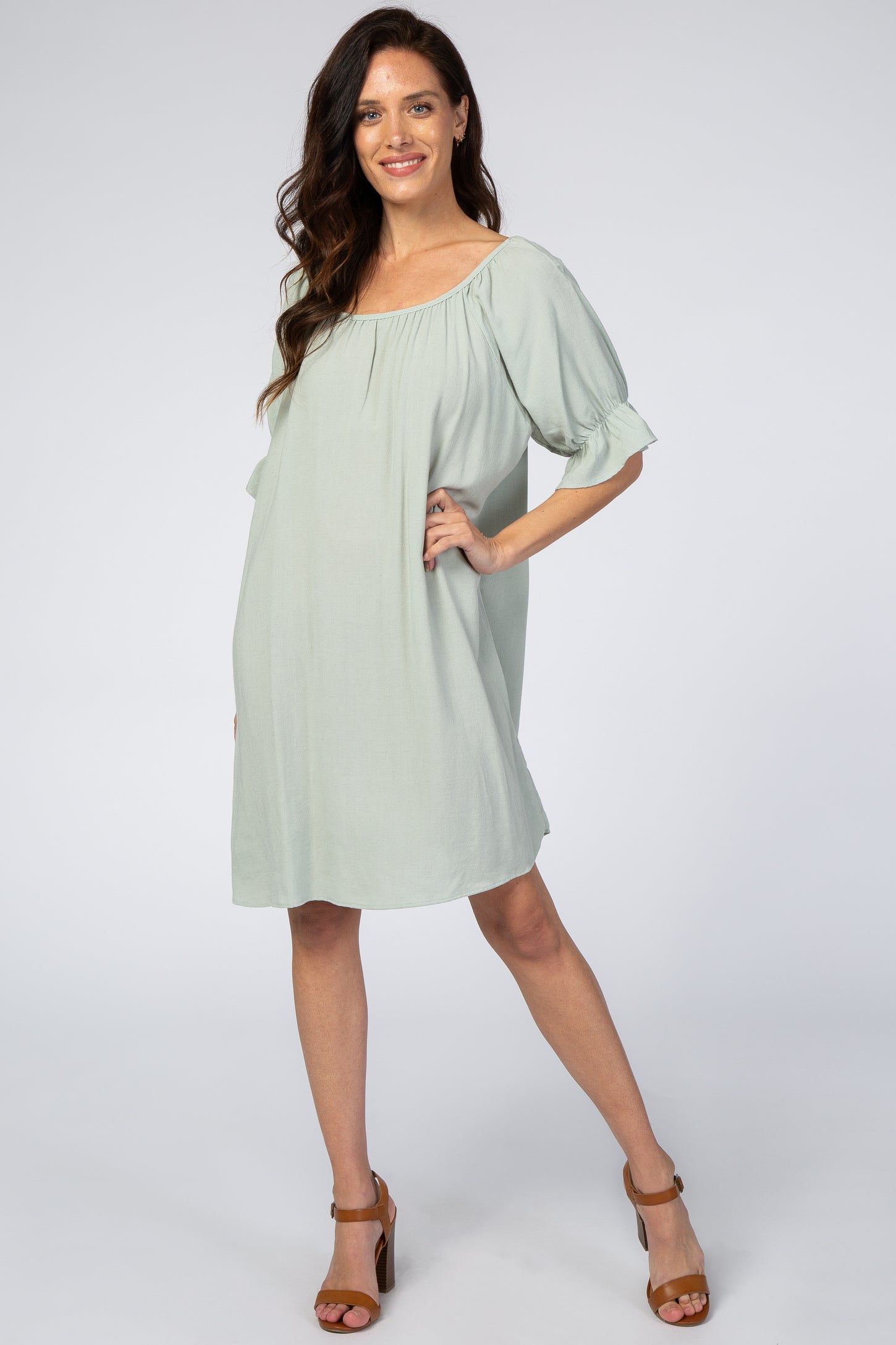 Dusty Mint Knot Back Short Sleeve Dress