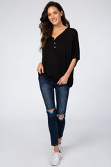 Black Button Front Tunic