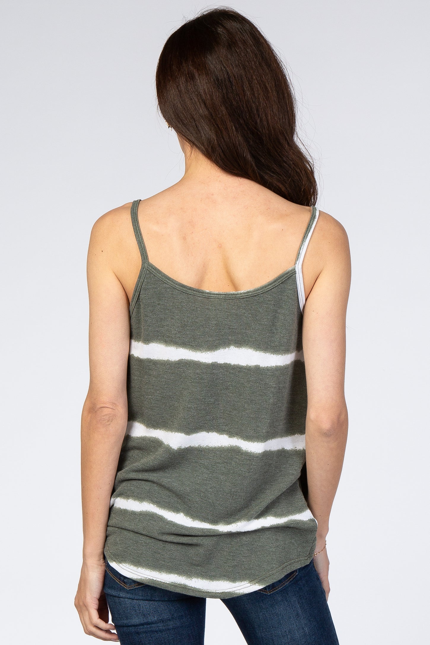 Olive Tie Dye Striped Tank Top