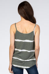 Olive Tie Dye Striped Tank Top
