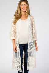 Cream Mesh Lace Maternity Cover Up