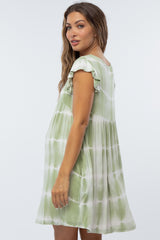 Light Olive Tie Dye V-Neck Maternity Dress