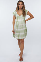Light Olive Tie Dye V-Neck Maternity Dress