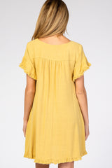Yellow Fringe Linen Maternity Dress