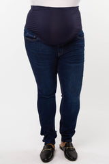 Navy Blue Basic Skinny Maternity Plus Jeans