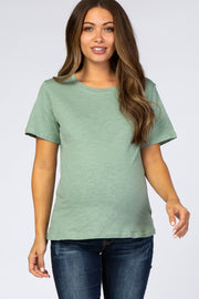 Light Olive Short Sleeve Maternity Top
