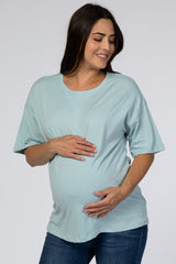 Light Blue Basic Short Sleeve Maternity Tee