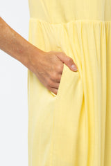 Yellow Ruffle Sleeve Tiered Midi Dress