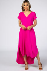 Fuchsia Side Slit Maxi Dress