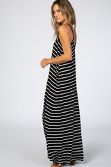 Black Striped Cami Strap Maxi Dress