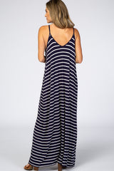 Navy Striped Cami Strap Maxi Dress