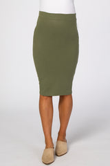 Olive Fitted Maternity Pencil Skirt