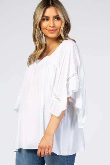White Embroidered Lace Detail Blouse
