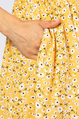 Yellow Floral Button Front Dress