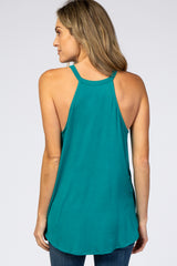 Teal Rounded Halter Neck Top