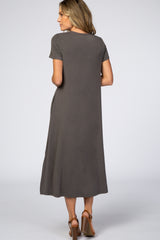 Charcoal Side Slit Midi Dress