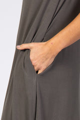 Charcoal Side Slit Midi Dress