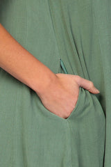 Olive Fringe Linen Maternity Dress