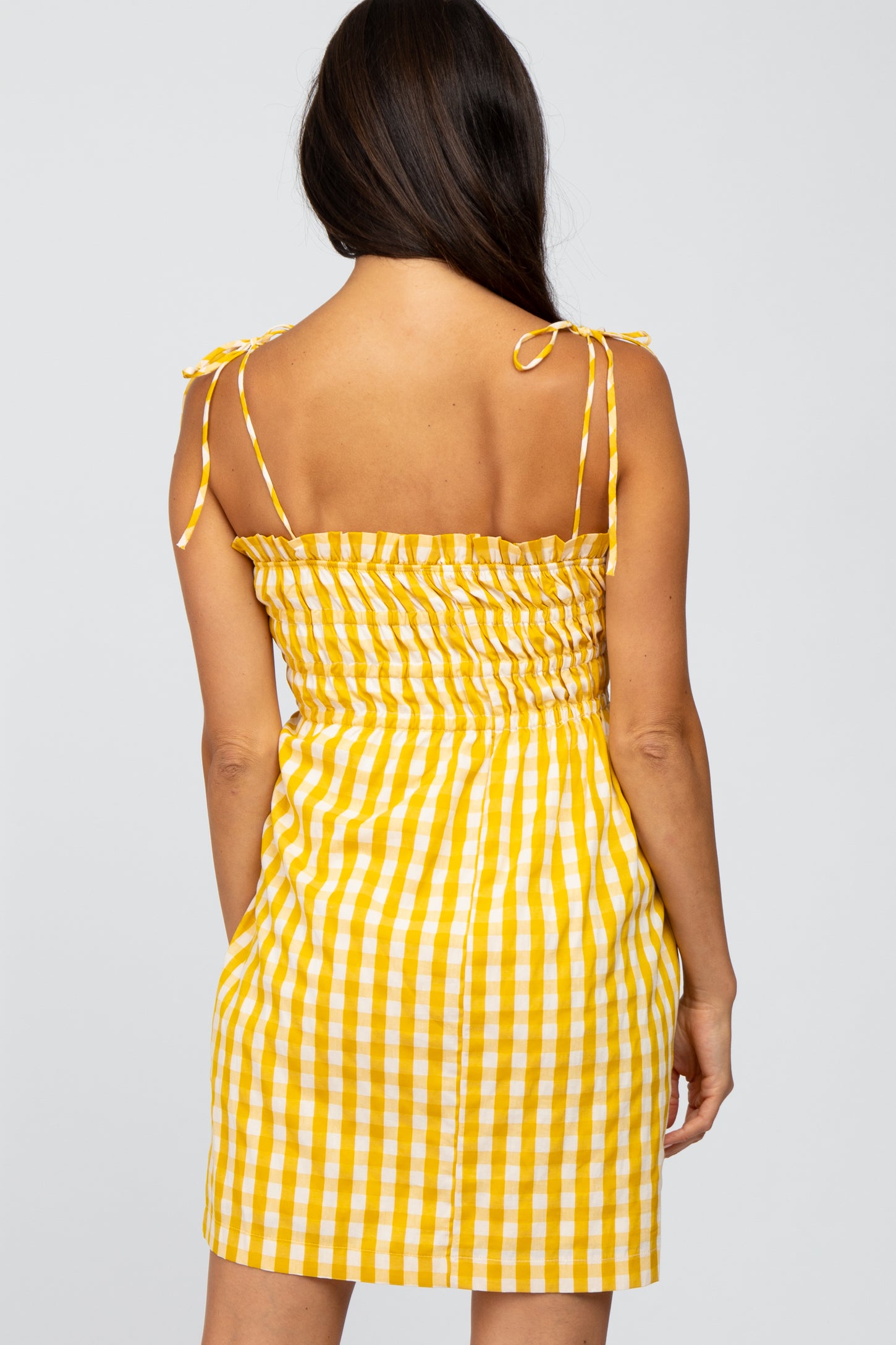 Yellow Gingham Smocked Dress