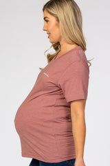 Mauve Mama Print Maternity Top