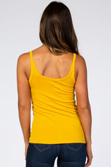 Gold Fitted Scoop Neck Tank Top