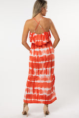 Coral Tie Dye Maternity Maxi Dress