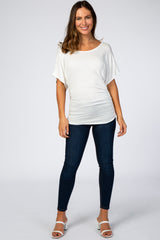 Ivory Basic Fitted Dolman Sleeve Top