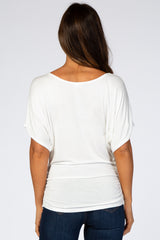 Ivory Basic Fitted Dolman Sleeve Top