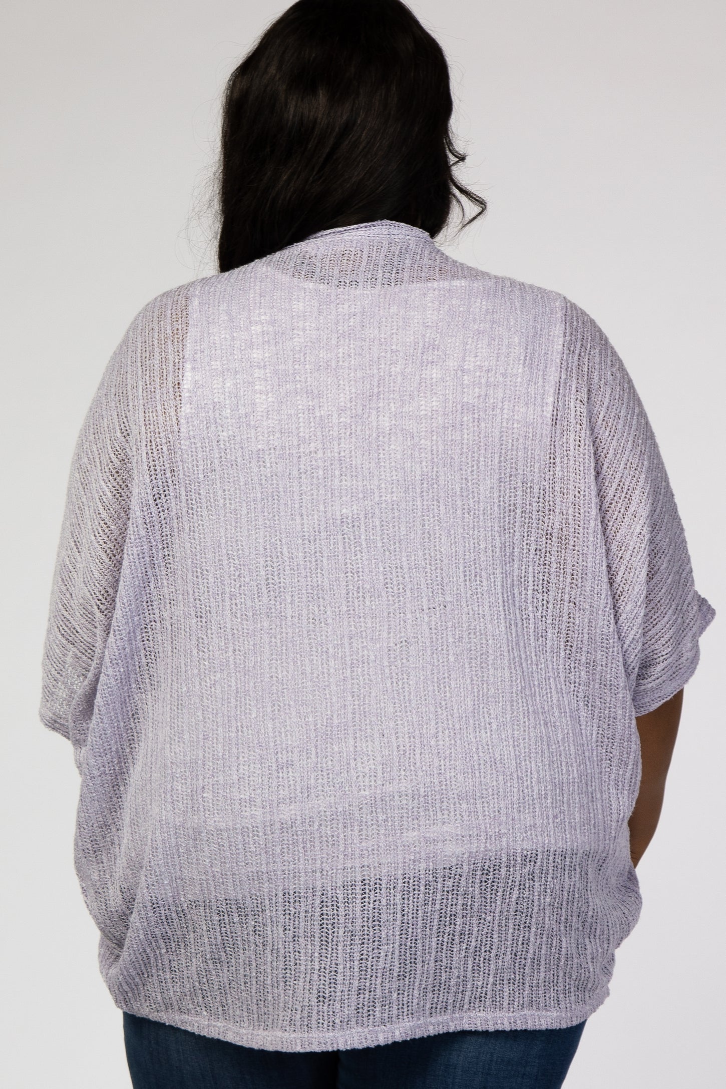 Lavender Woven Knit Dolman Plus Cover Up
