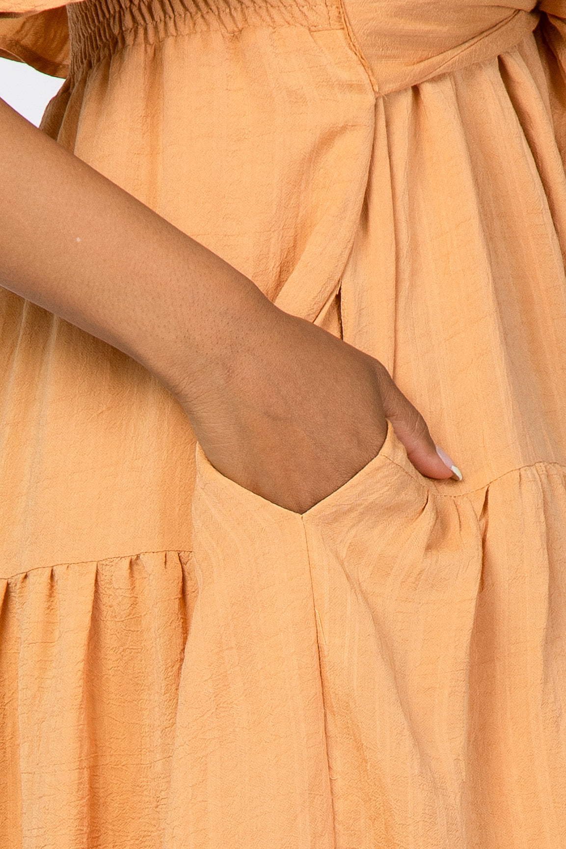 Mustard Smocked Tiered Dress