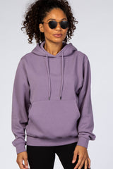 Purple Soft Fleece Drawstring Hoodie