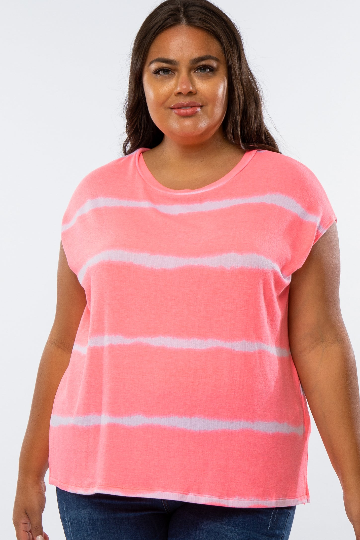 Pink Tie Dye Striped Maternity Plus Top