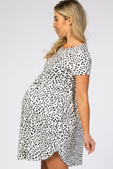 White Leopard Print Babydoll Maternity Dress