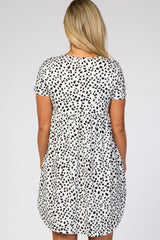 White Leopard Print Babydoll Maternity Dress