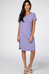 Lavender Basic Maternity Dress