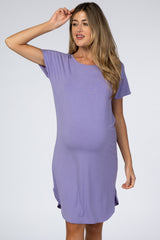 Lavender Basic Maternity Dress
